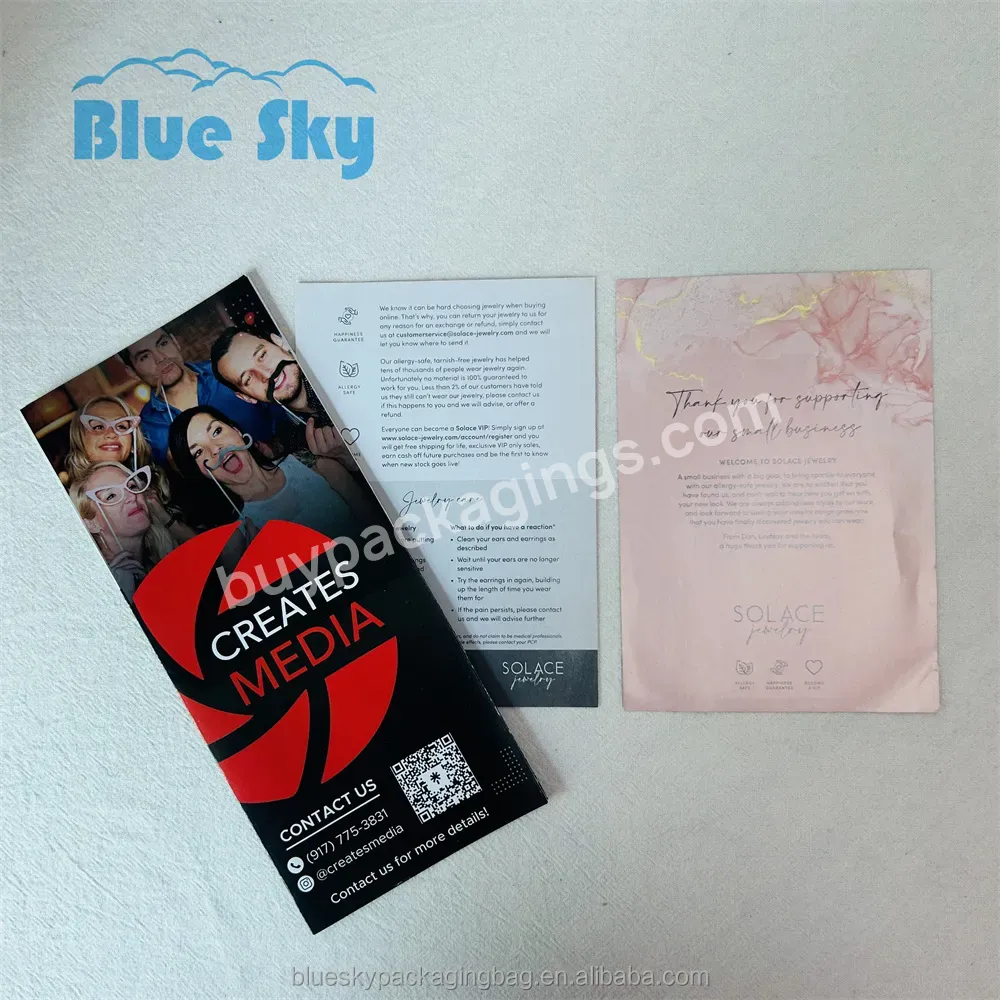 Blue Sky Custom Flyer Cheap Brochure Printing Single Sheet Printing Bulk Printing Of Leaflets/brochures/pamphlets Printing - Buy Custom Thank You Card For Buisness,Card Printing Paper,Thank You Card Recycled Paper.