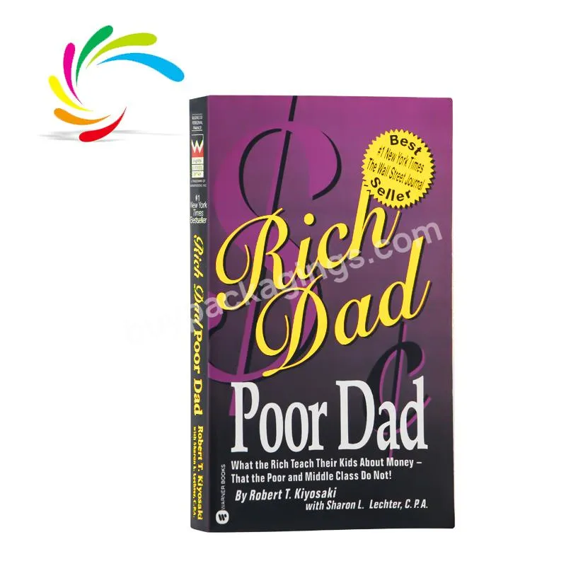 Book printing Glossy coated paper cover paperback print book services rich dad poor dad English adults novel books