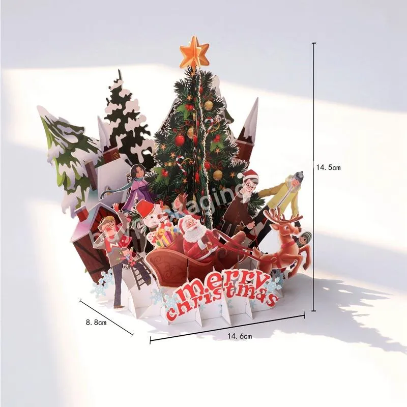 Custom Christmas Business Card Printing 3d Cards Pop Up Santa Claus Christmas Tree Christmas Gift Cards