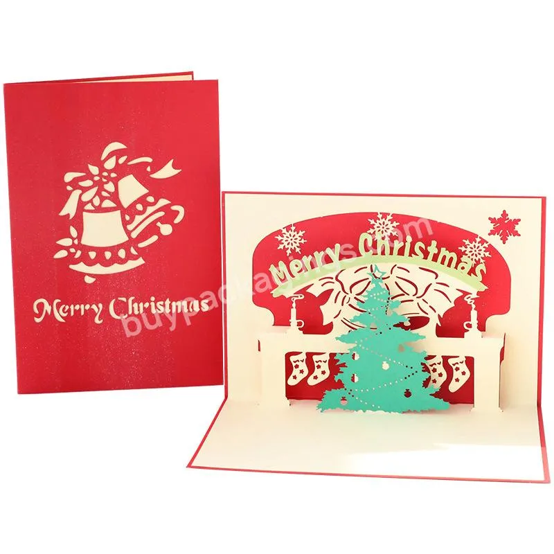 Custom Christmas Business Card Printing 3d Cards Pop Up Santa Claus Christmas Tree Christmas Gift Cards