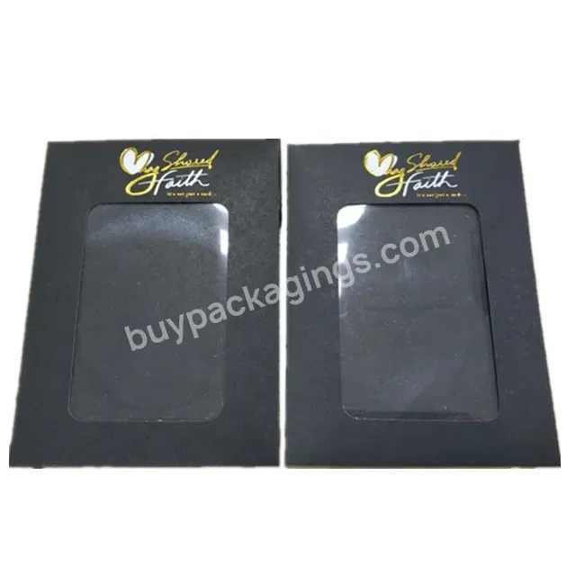Customized Golden Foiled Logo Jewelry Case Envelope Packaging Paper Sleeve With Window - Buy Black Card Paper Cardboard Envelope Packaging,Jewelry Case Packaging Box,Paper Sleeve.