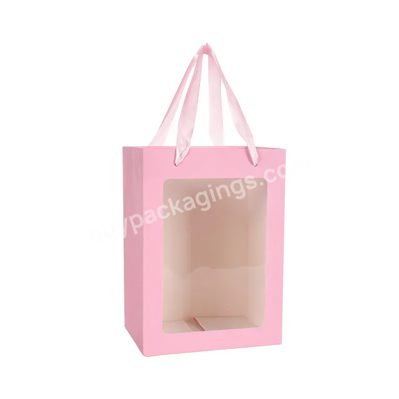 Gift Bags With Transparent Windowshopping Bags With Handles For Present Festivals Party Clear Gift Bags - Buy Window Gift Box,Gift Bag With Window,Cajas Transparentes Para Regalos.