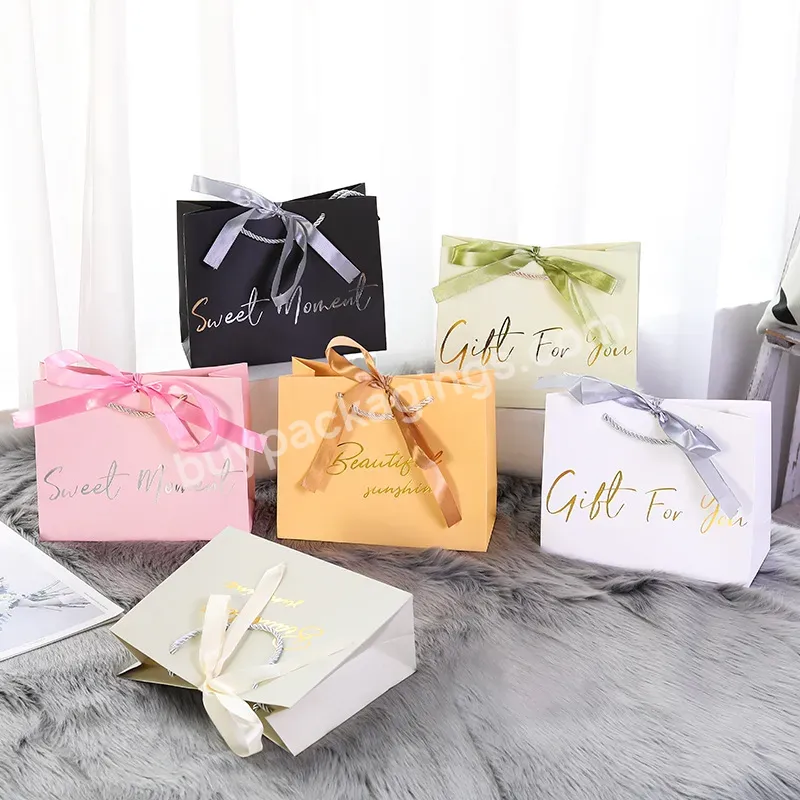 Good Quality Bow Gift Paper Bag For Birthday Customizable Portable Cardboard Gift Bags High-end Shopping Bag - Buy Bow Gift Paper Bag,Portable Cardboard Gift Bag,High-end Shopping Bag.