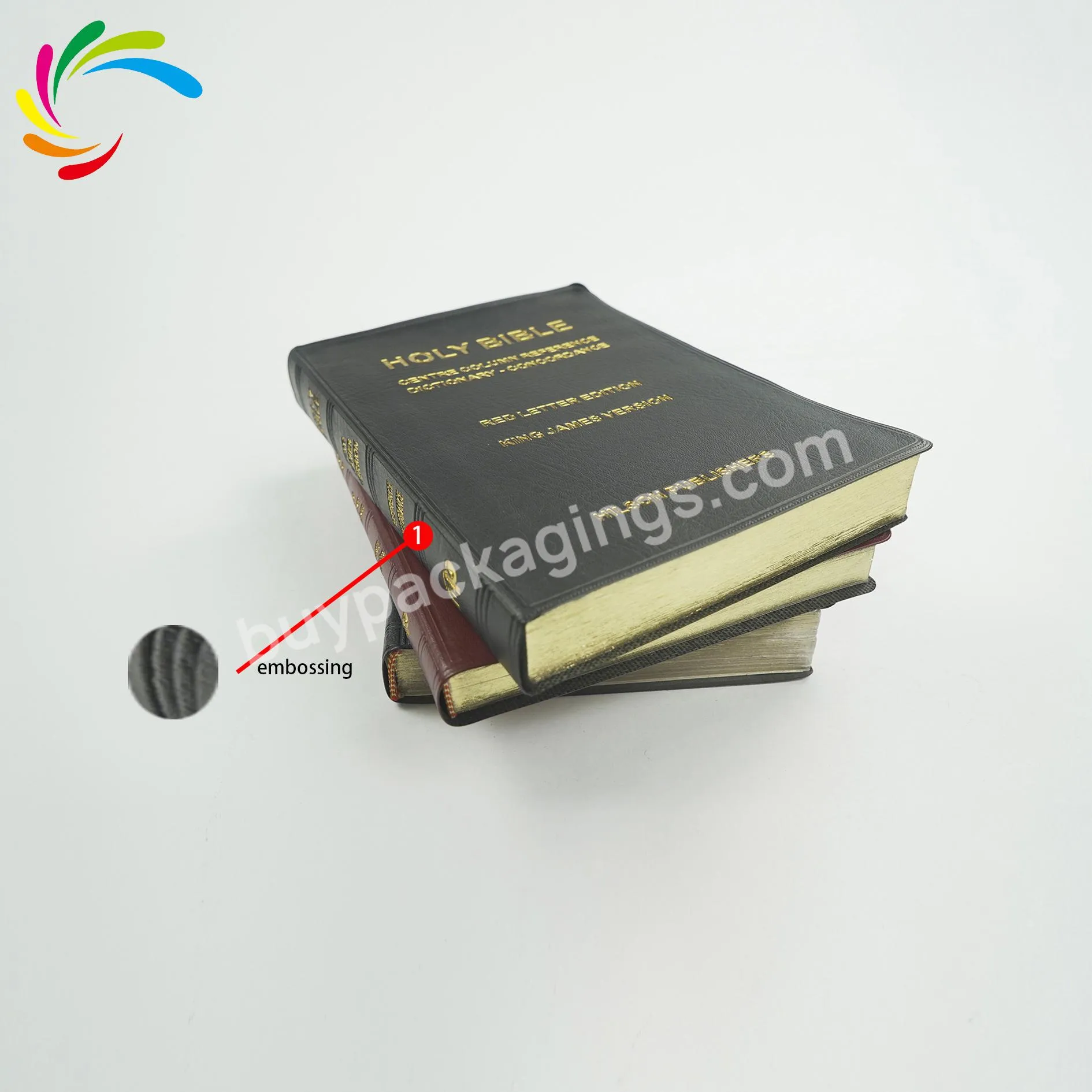 High Quality hot stamping PU leather wholesale Bible Printing Service Book Printing House