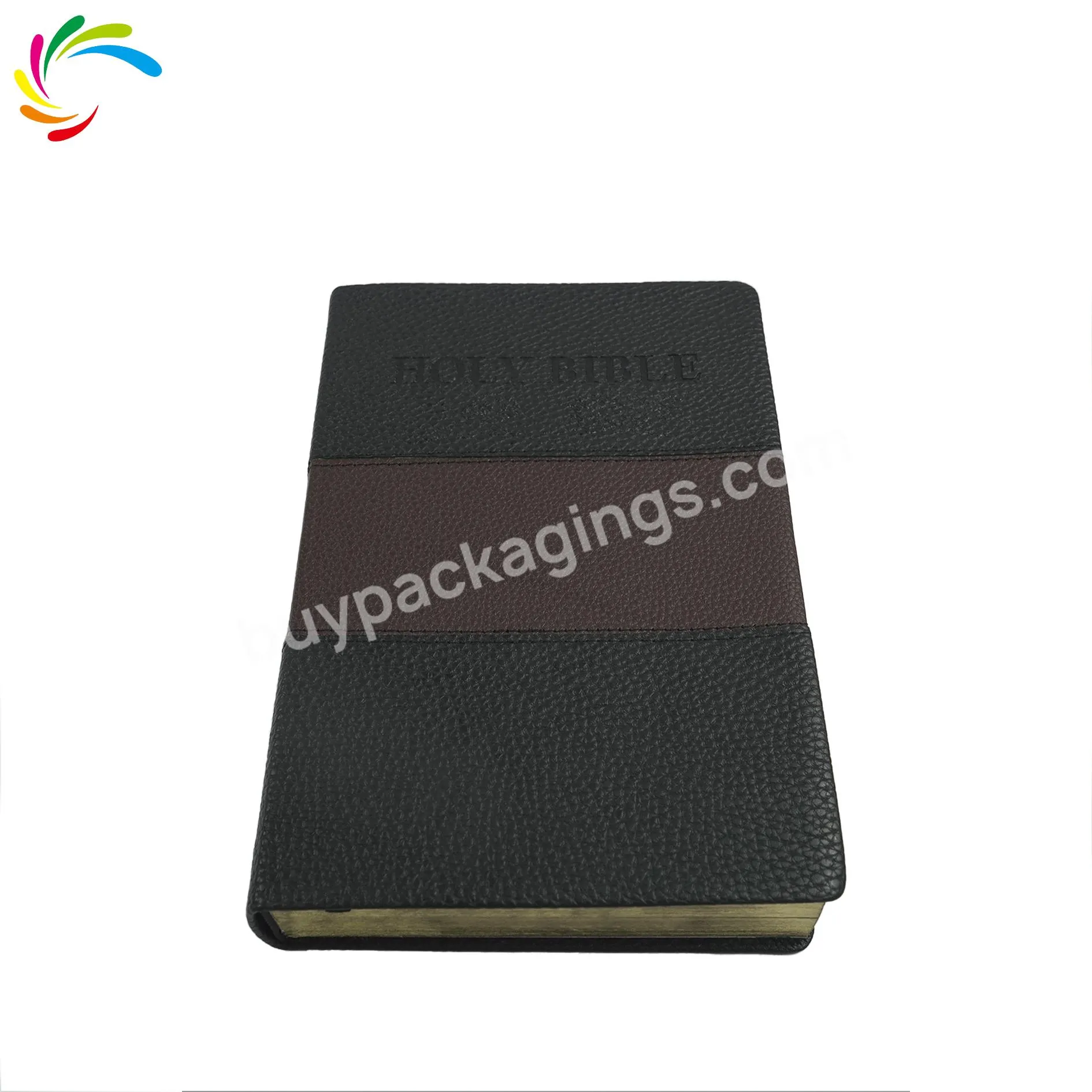 Hot sale factory direct  cover custom Hard cover rounded corner  PU leather bible book