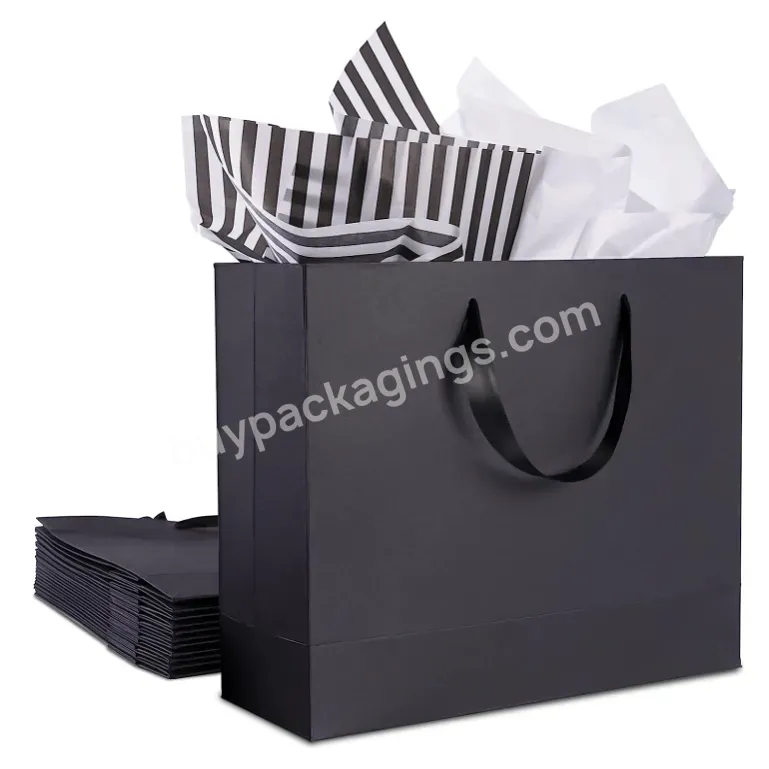 Hot Selling Black Gift Bag With Handles For Business Packaging Kraft Paper Bags Shopping Bag - Buy Black Gift Bag With Handles,Packaging Kraft Paper Bags,Shopping Bag.