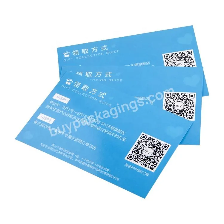 Hot Selling Custom paper card printed Scratch Off card