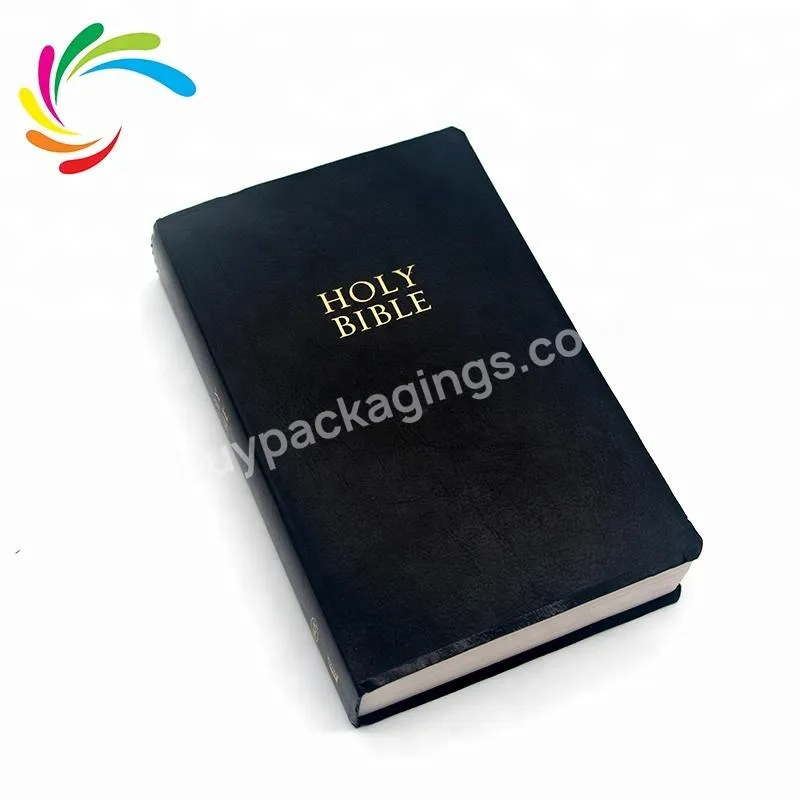 Luxury Black High Quality Leather Cover Golden Edges Bible Book Custom in China