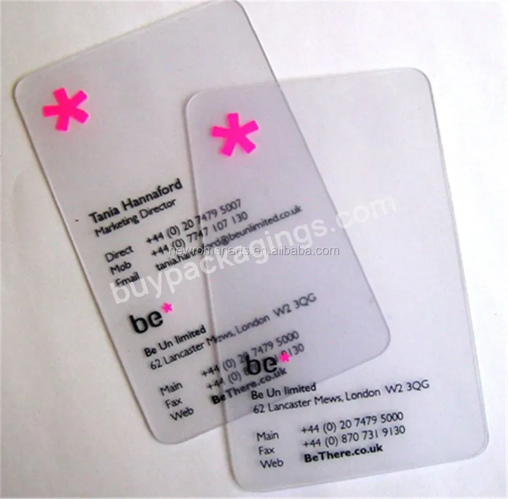 Matte Finished One Side Printing Name Cards Pvc Transparent Business Card - Buy Pvc Name Card,Pvc Transparent Business Card,Name Cards Printing.