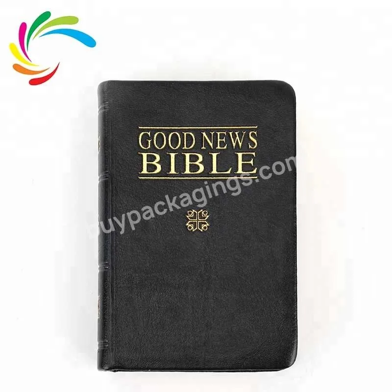 New Design Wholesale Custom Logo Black PU Leather Holy Bible