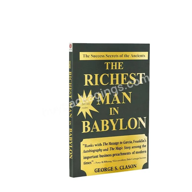 Novel printing gold foil stamping cover book printing services The richest man in Babylon adult books in english