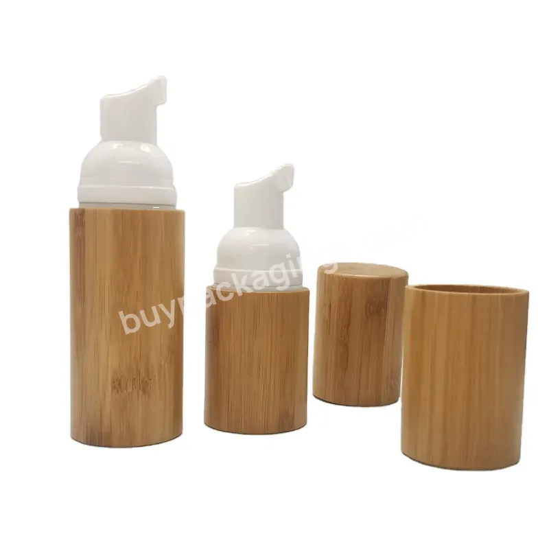 Oem Custom Bamboo Cover Foam Pump Bottle 30ml 50ml With Pp Inner Cosmetic Packaging Cosmetic Containers 100% Organic Wood Bamboo - Buy Foam Pump Bottle,Bamboo Series,Cosmetic Packaging.