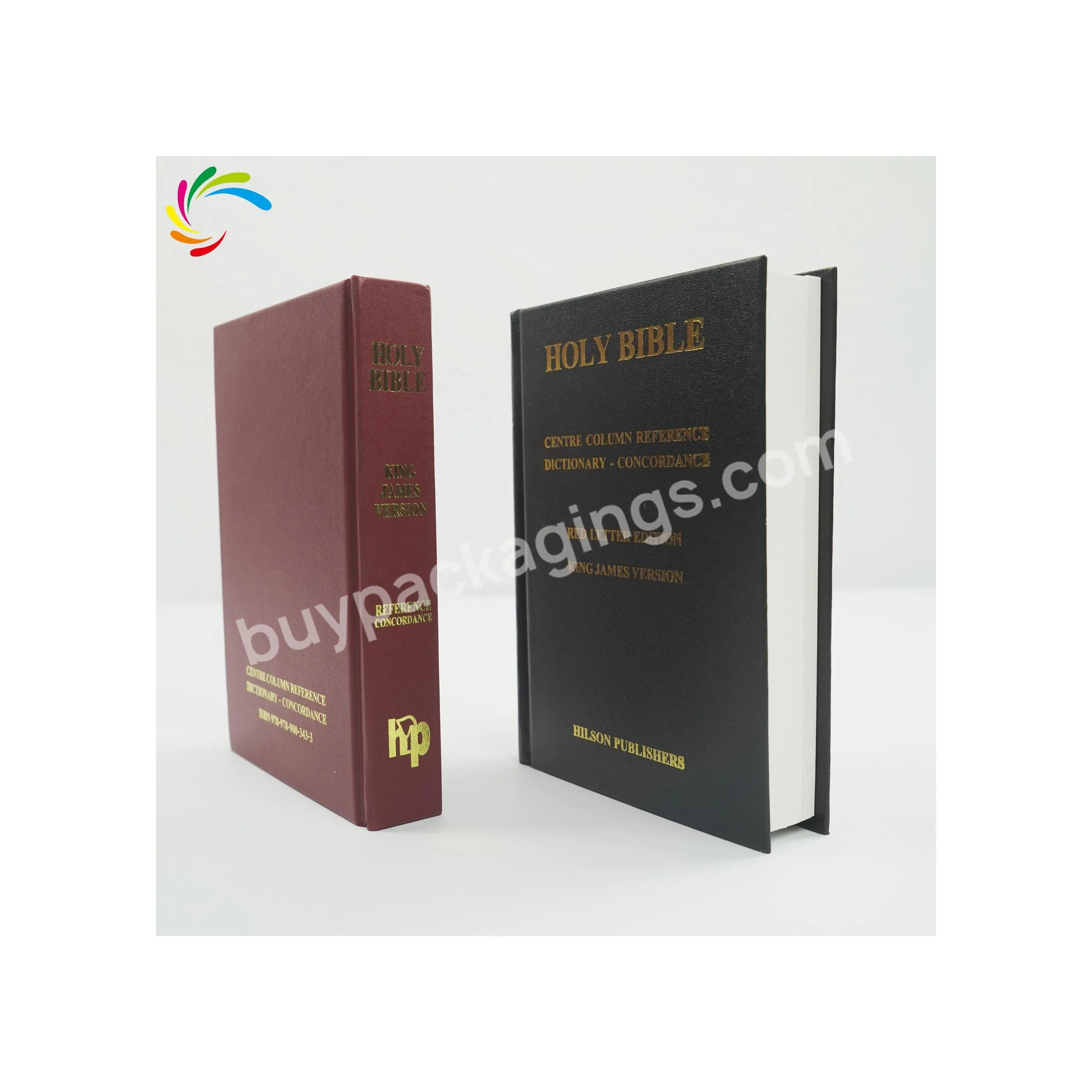paper & paperboard printing  Factory direct supply custom hardcover  gold foil stamping red cover holy bible printing