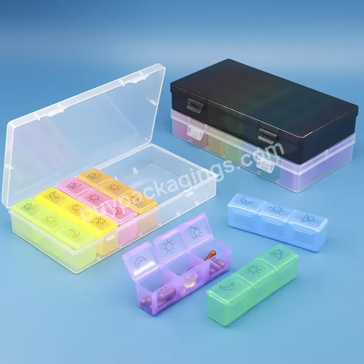 Plastic Holder Weekly Storage Holders Pill Container Case Organizer 7 Day 14 Compartment Medicine Pill Box With 3 Grids Case - Buy Bill Container Case,Weekly Storage Holders,Medicine Pill Box.