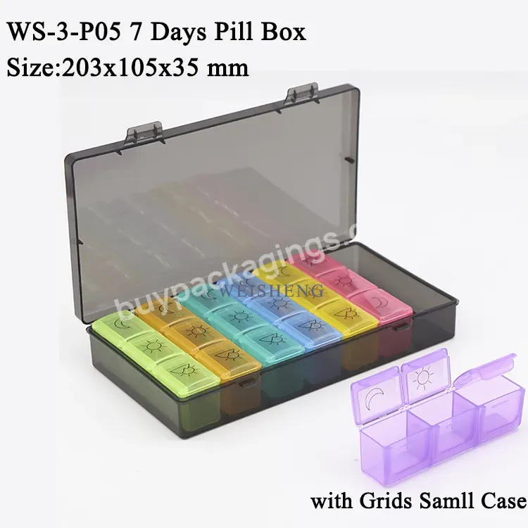 Plastic Holder Weekly Storage Holders Pill Container Case Organizer 7 Day 14 Compartment Medicine Pill Box With 3 Grids Case - Buy Bill Container Case,Weekly Storage Holders,Medicine Pill Box.