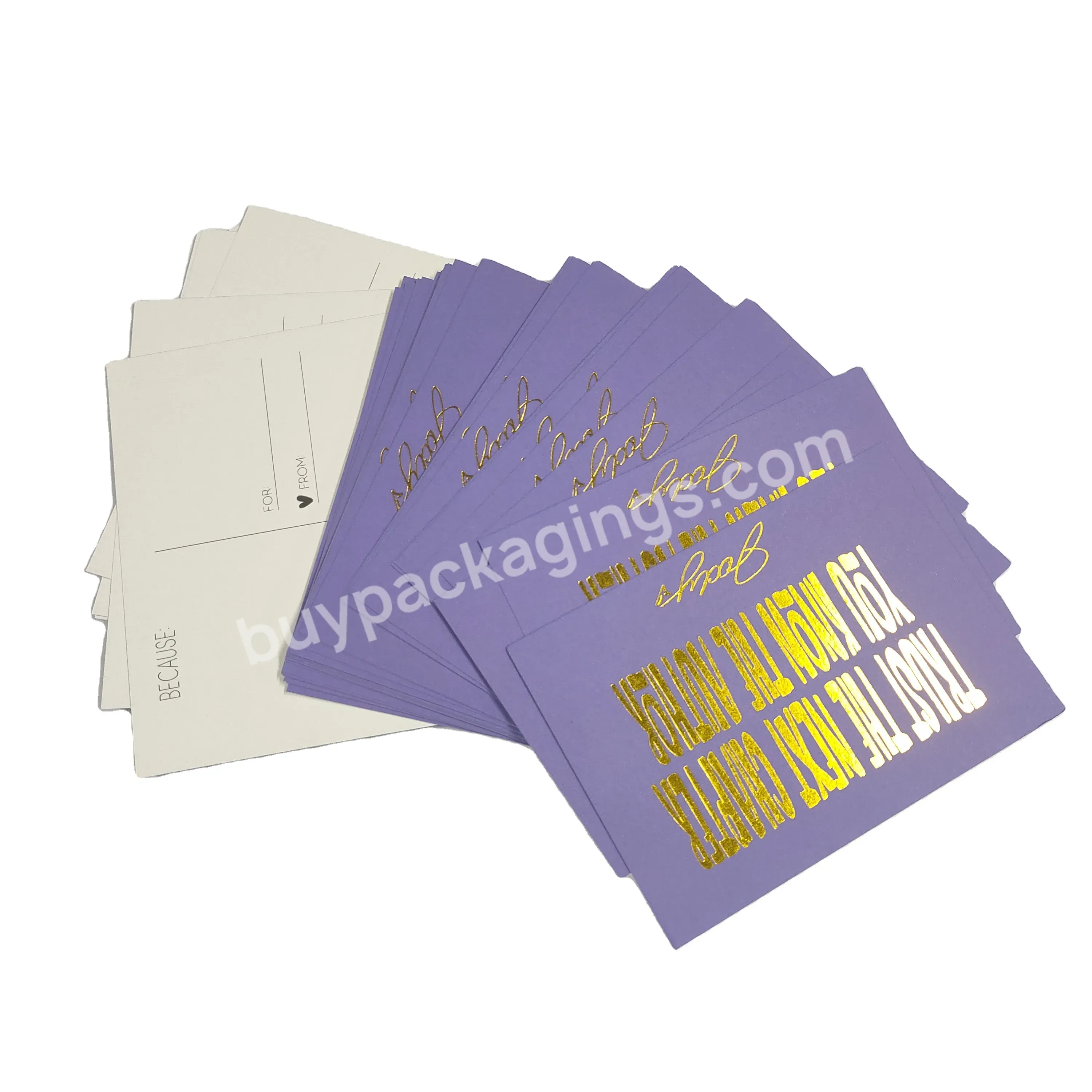 Purple Thickness Paper Gift Cards Printing Text Custom Gold Foil Logo
