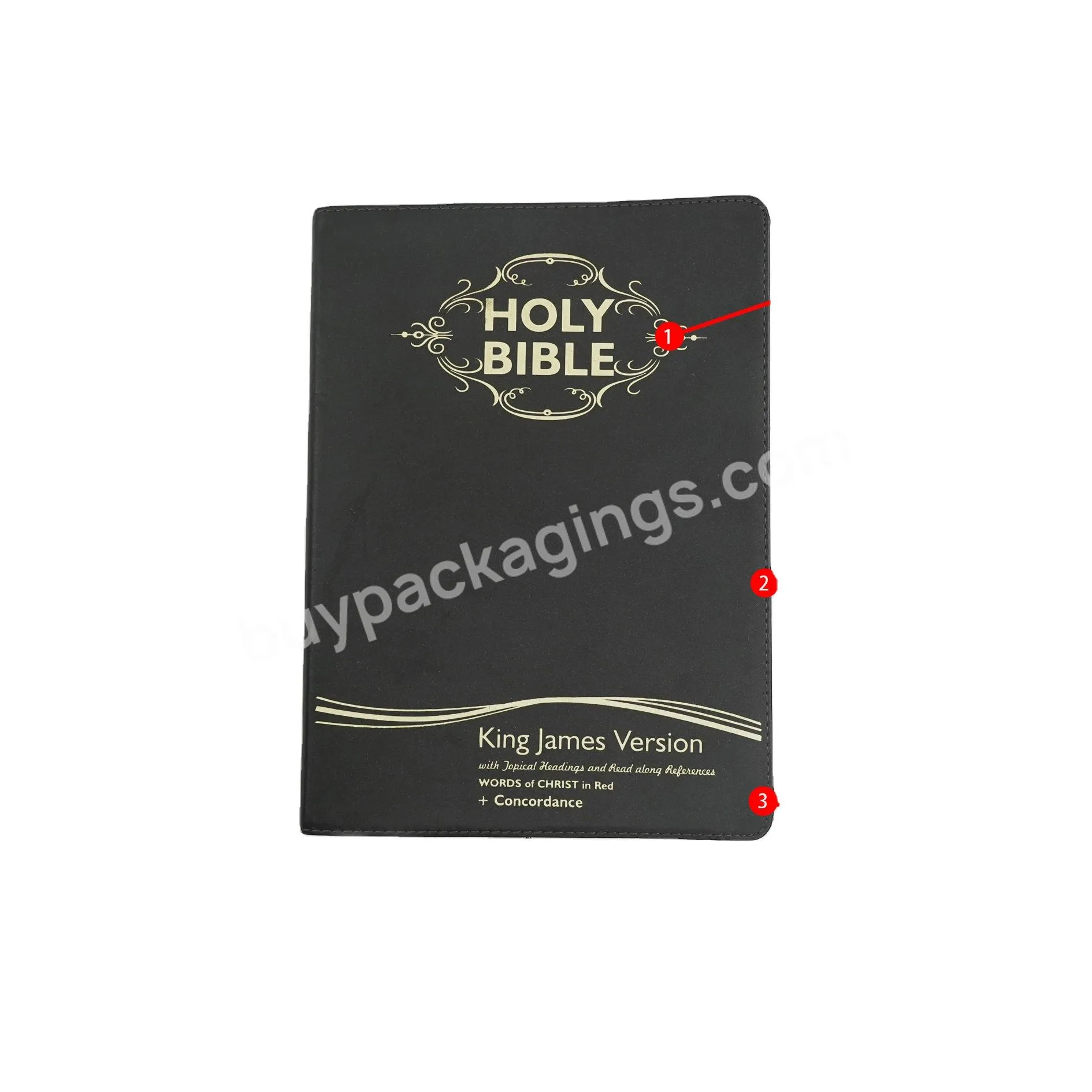 Top quality PU hardcover book waterproof cloth cover bible printing