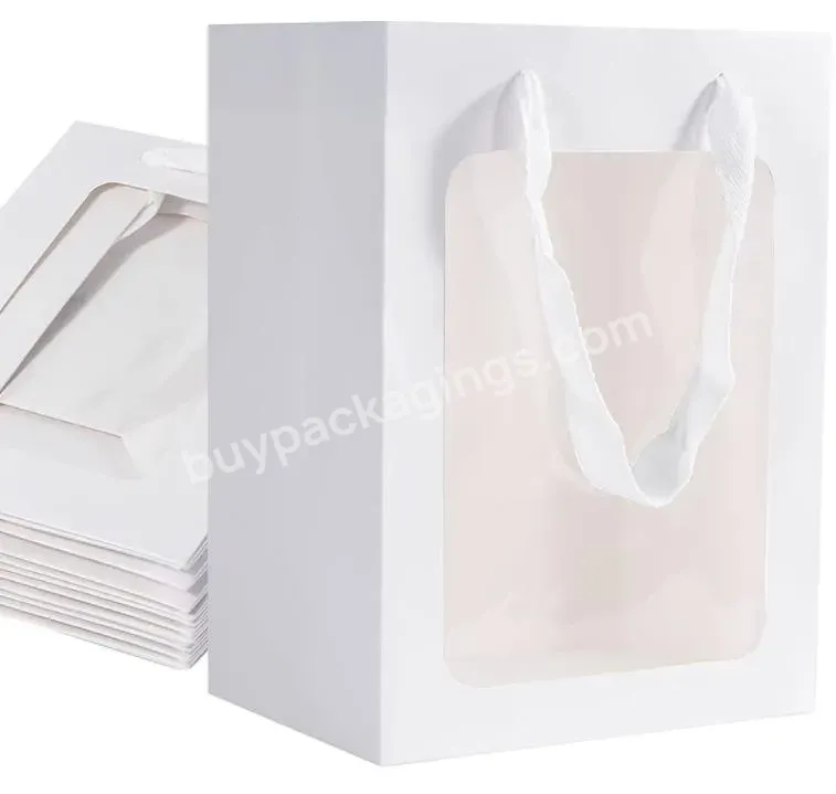 White Kraft Paper Bags With Window Gift Bags For Valentine's Day Proposal Candy Gift Packing - Buy Bouquet Bags,Transparent Gift Bags,Transparent Bags For Gifts.