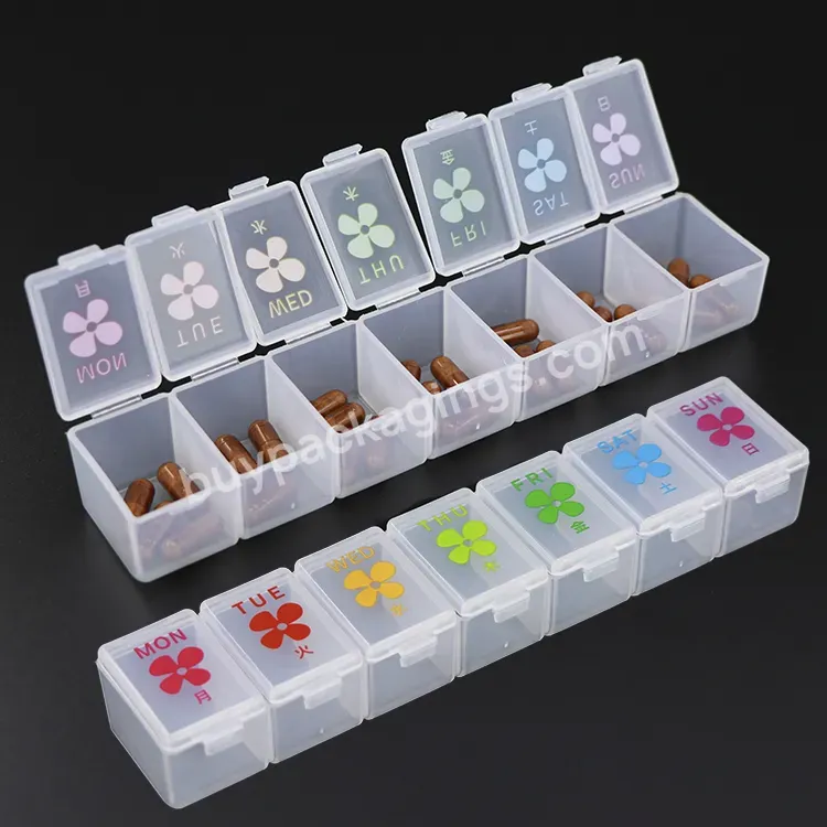 Wholesale 7 Day String Plastic Pill Boxes Organizer Travel Case Pill Box Can Customization Cute Weekly Logo - Buy Pill Organizer,Pill Box,Wholesale 7 Day Plastic Pill Boxes Organizer.