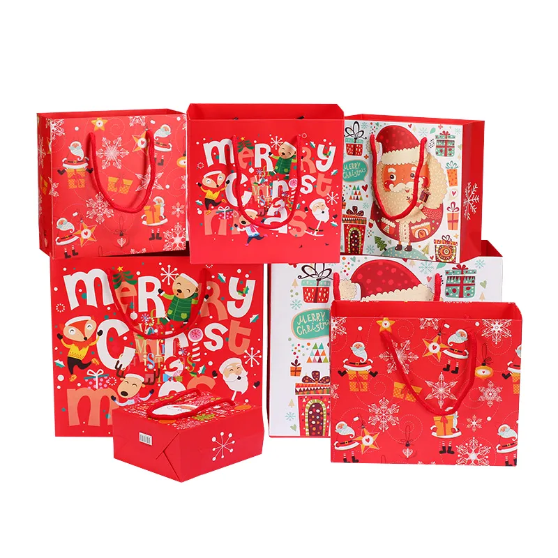 Wholesale Christmas Festival Wrapping Gift tote Bags for Kids Presents  Packaging Toy Books Set Paper Bag With Handle