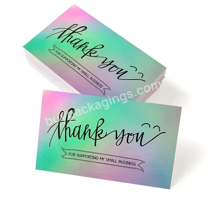 Wholesale Holographic Laser Gold Foil Design Business Card Gift Thank You Note Card - Buy Customized Thank You Cards,Holographic Laser Gold Foil Design Business Card,Thank You Business Card.