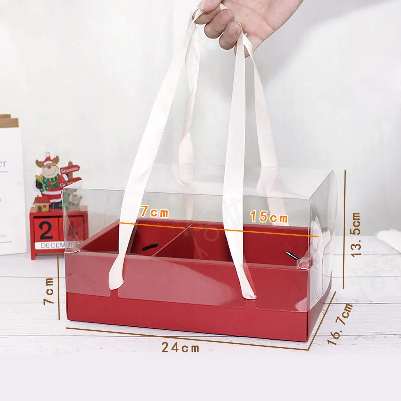 ZL Wholesale Eco Pink Red Luxury Cardboard Paper Wedding Gift Box Packaging With Ribbon And Clear Lid For Christmas New Year