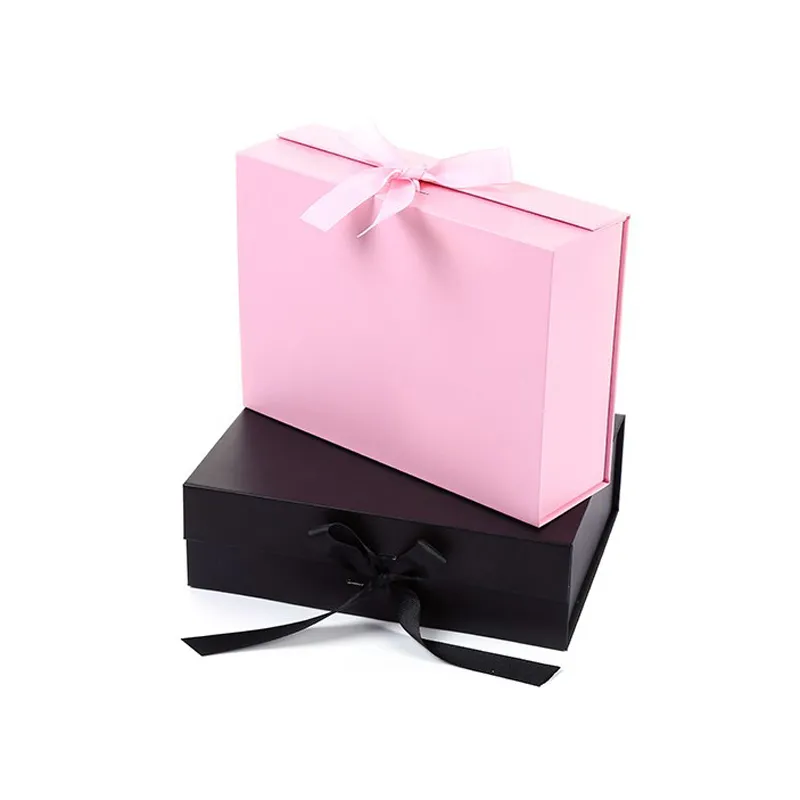 ZL Wholesale Luxury Wedding Favors Sweet Bridesmaid Christmas Packaging Foldable Cardboard Magnetic Gift Box With Ribbon Closure