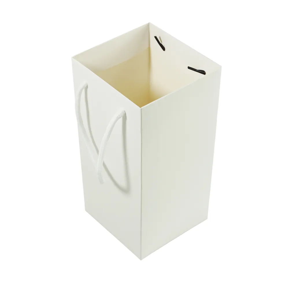 ZL Wholesale White Eco Friendly Packaging Scarf Clothing Cosmetics Automatic Fold Bottom Foldable Gift Paper Bag With Handle