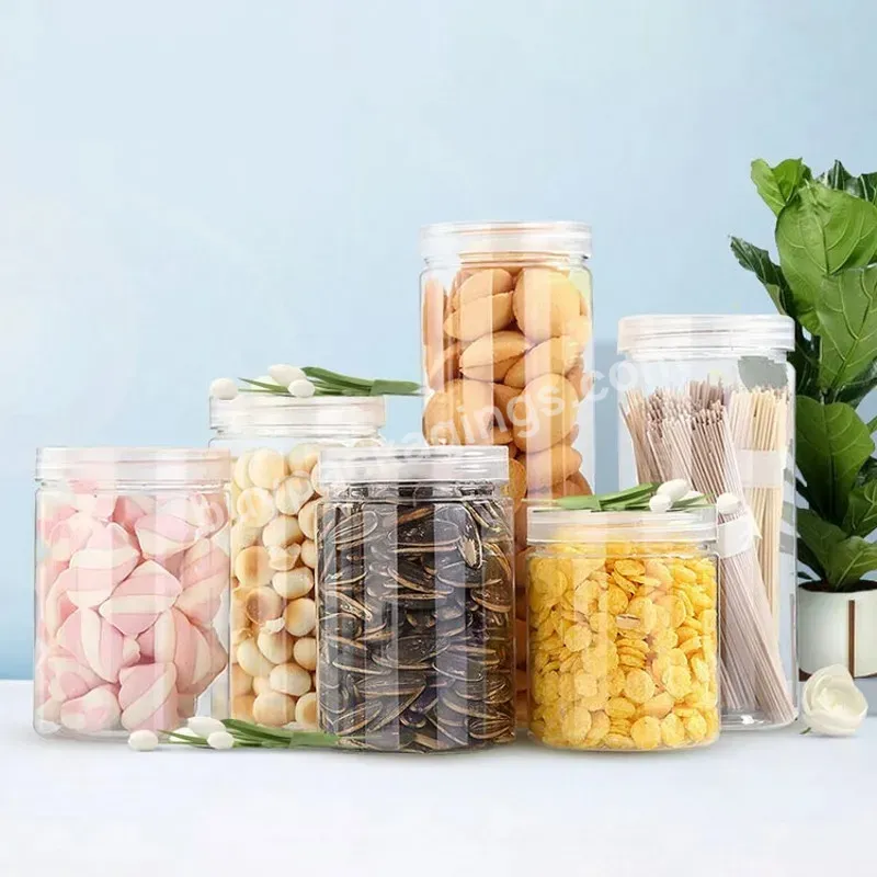 Clearly Food Grade Pet Plastic Cookie Jars With Screw Top Lid For Pantry Store & Home Storage - Buy Pet Plastic Cookie Jars,Jars With Screw Top Lid,Pantry Store & Home Storage Pet Plastic Jar.