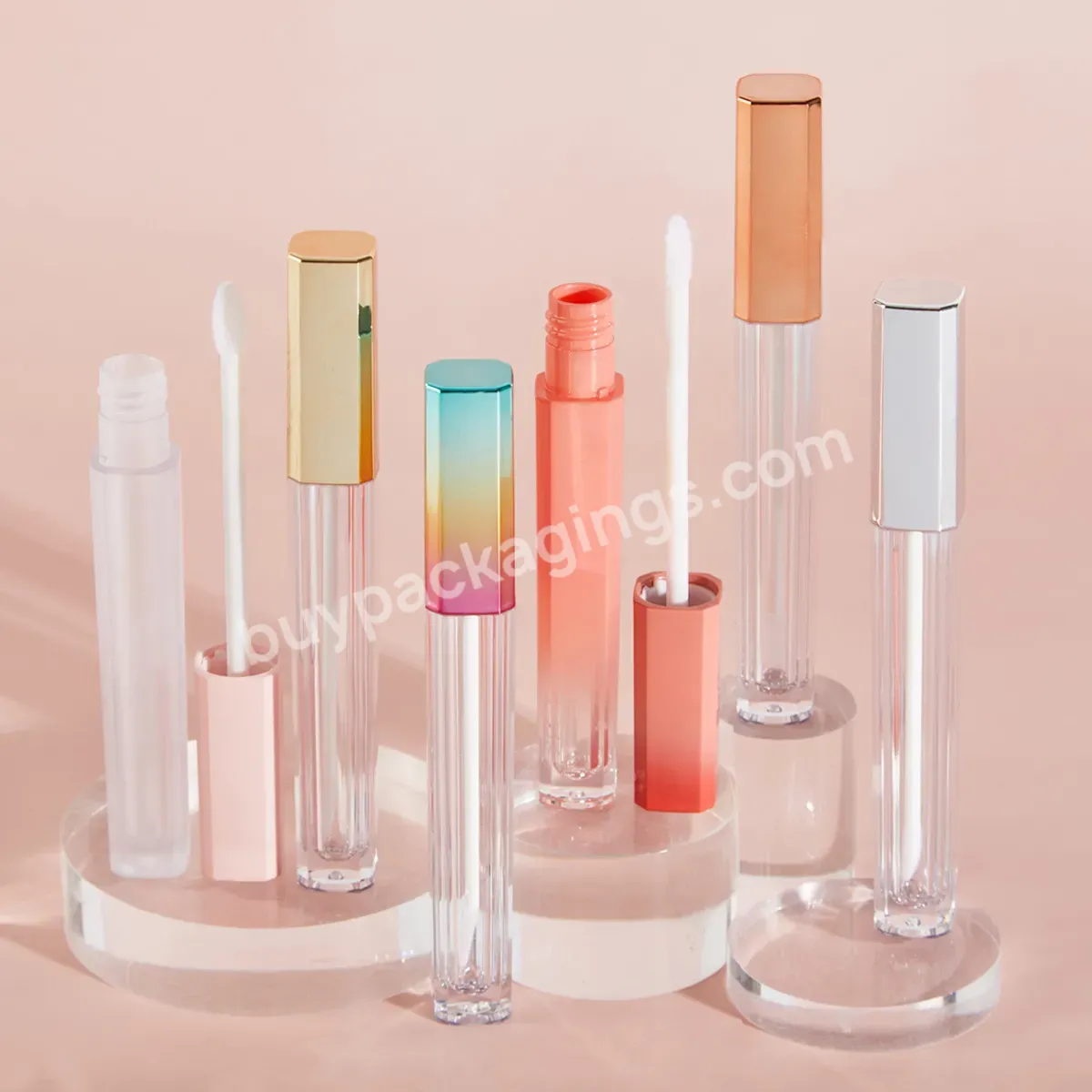 Luxury 5ml Clear Pink Lipstick Empty Lipgloss Tubes Package Custom Logo Oil Lip Gloss Tubes Packaging Containers Wand Bottle - Buy Custom Luxury Cute Mini 3ml 4ml 5ml 6ml Lip Gloss Tube Pink Clear Transparent Lipgloss Tubes With Brush,Wholesale 3ml S