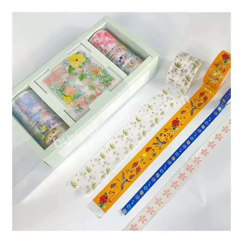 Quality Waterproof Pvc Roll Transparent Flower Adhesive Tape Washi Tape Sets
